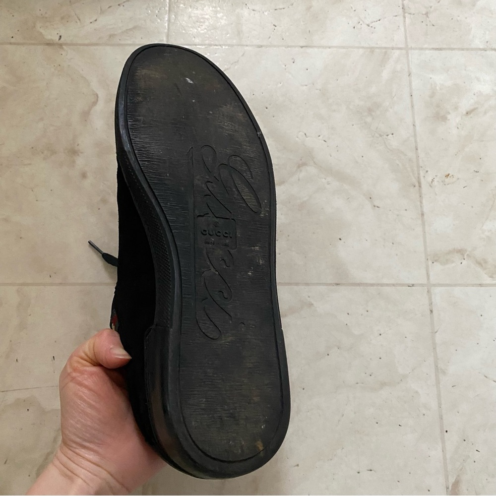 $985 Gucci Made in Italy Black Leather Suede Low Top Men's Sneakers Size 9 - Picture 12 of 12